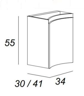 Шкафчик под раковину, правосторонний Cezares 34x55 Rovere tabacco Vague 54835